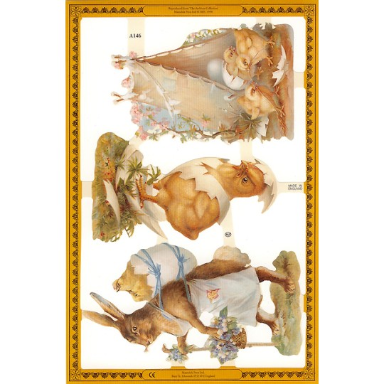 Victorian Chick & Bunny Easter Scraps ~ England